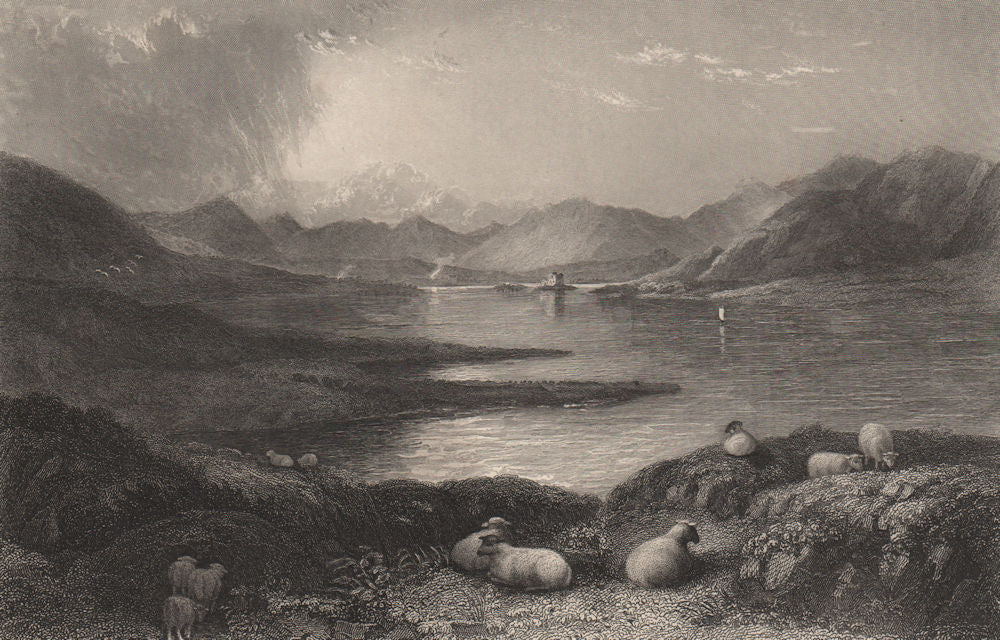 Loch Doon & Castle. Carrick, Scotland. FLEMING 1868 old antique print picture